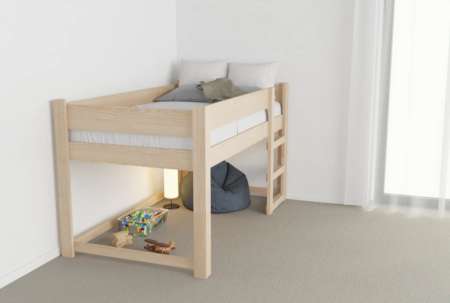 NZ Pine Loft Bed l King Single Size
