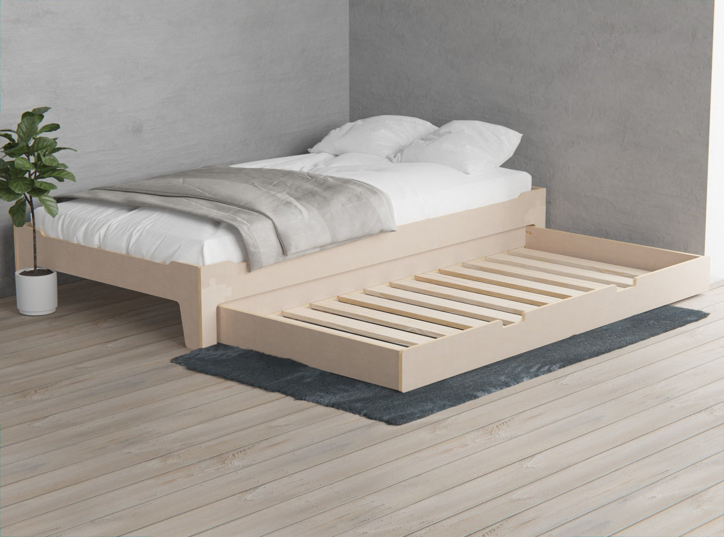 Birch Ply Trundle Bed
