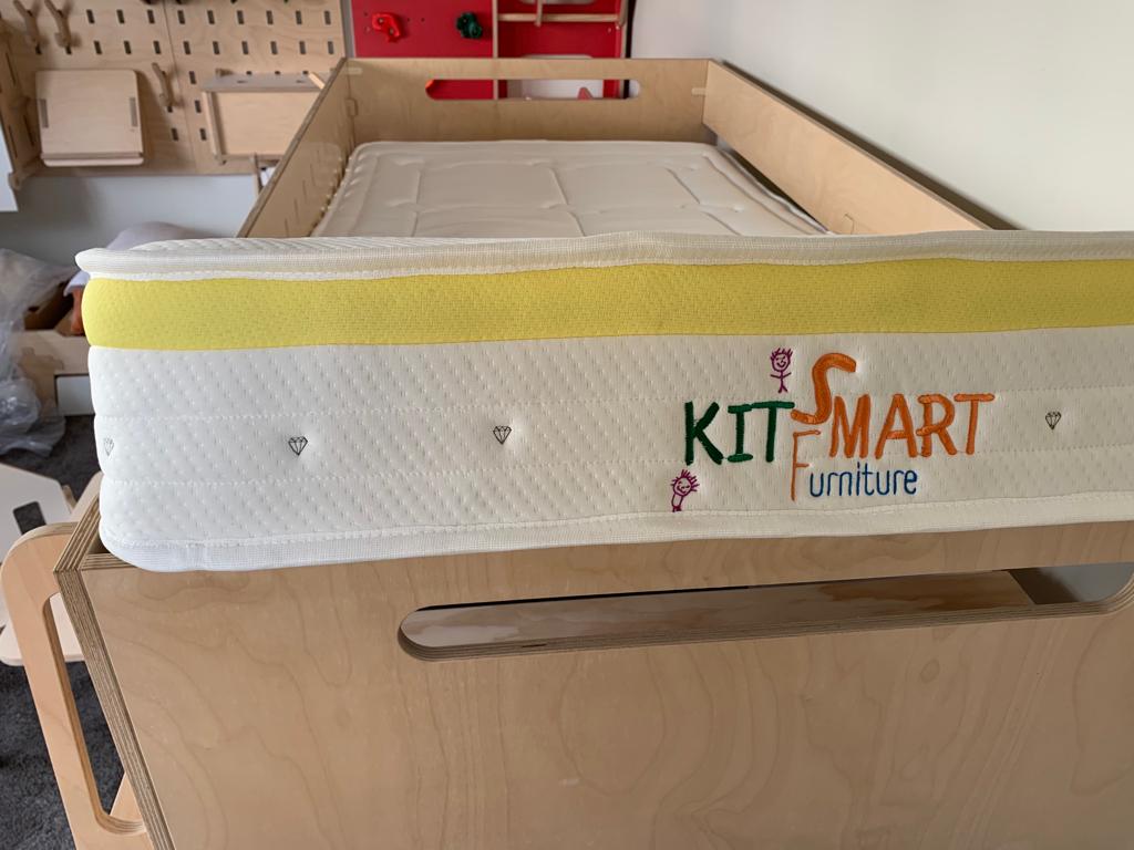 Loft bed frame with mattress