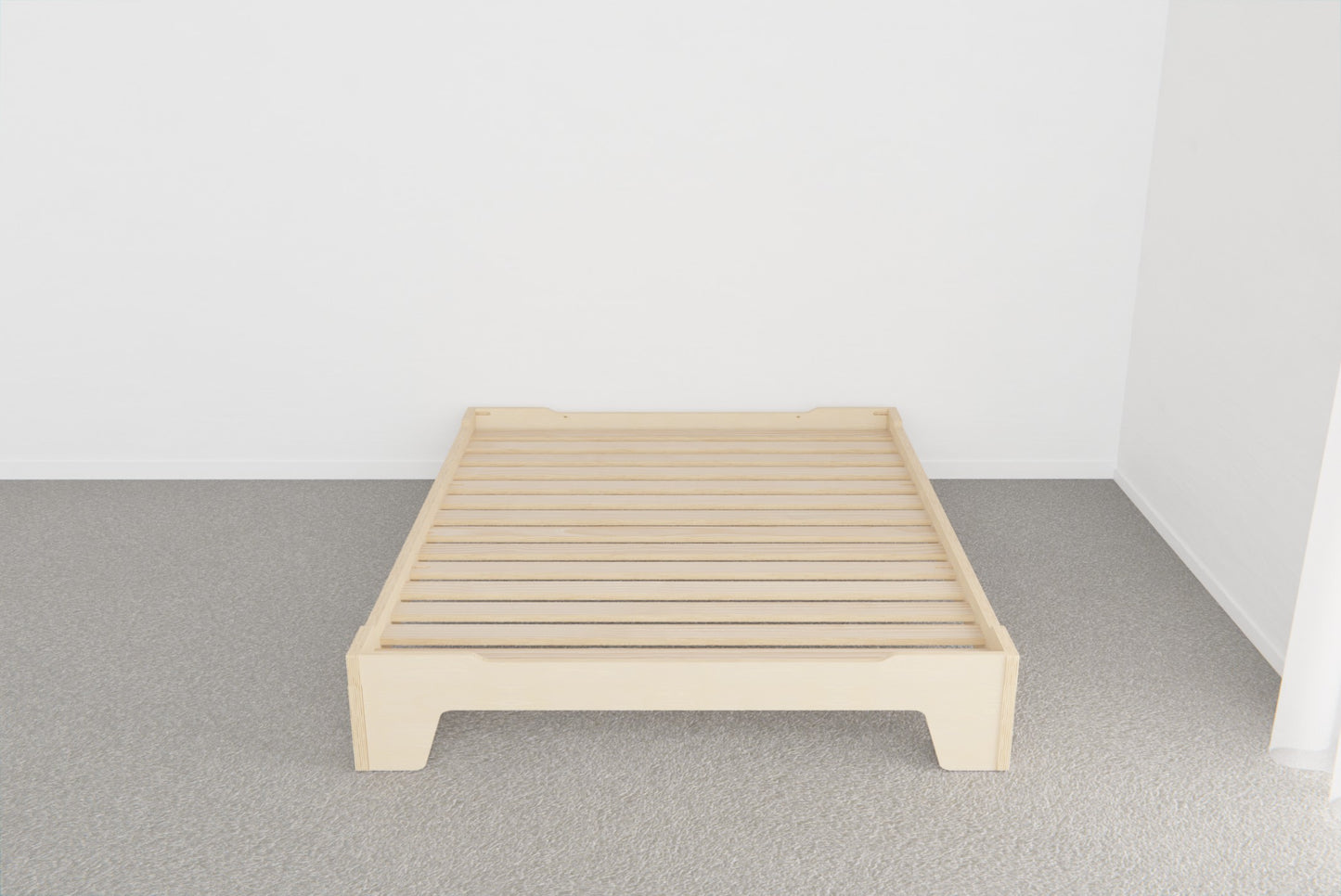 Minimalist King bed in premium birch plywood, optional high headboard