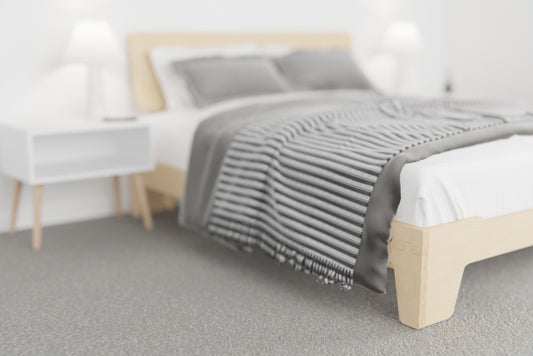 Super King birch ply bed frame with sturdy slat base, natural finish