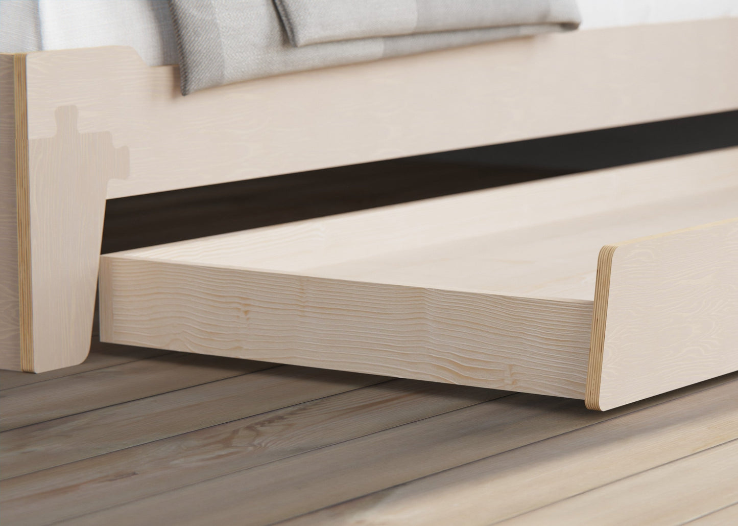 Elevate your kids' space with our flippable Montessori bed frame. Start low, flip for teens and adults. Premium plywood, optional spacious drawer.