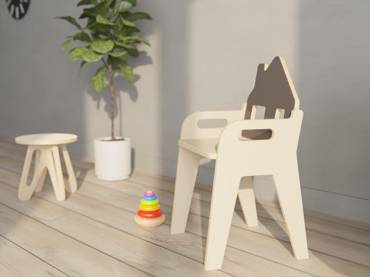 Discover our Adorable House-Back Kids Chair. Durable, wooden design for ages 4-7, 31cm in height.
