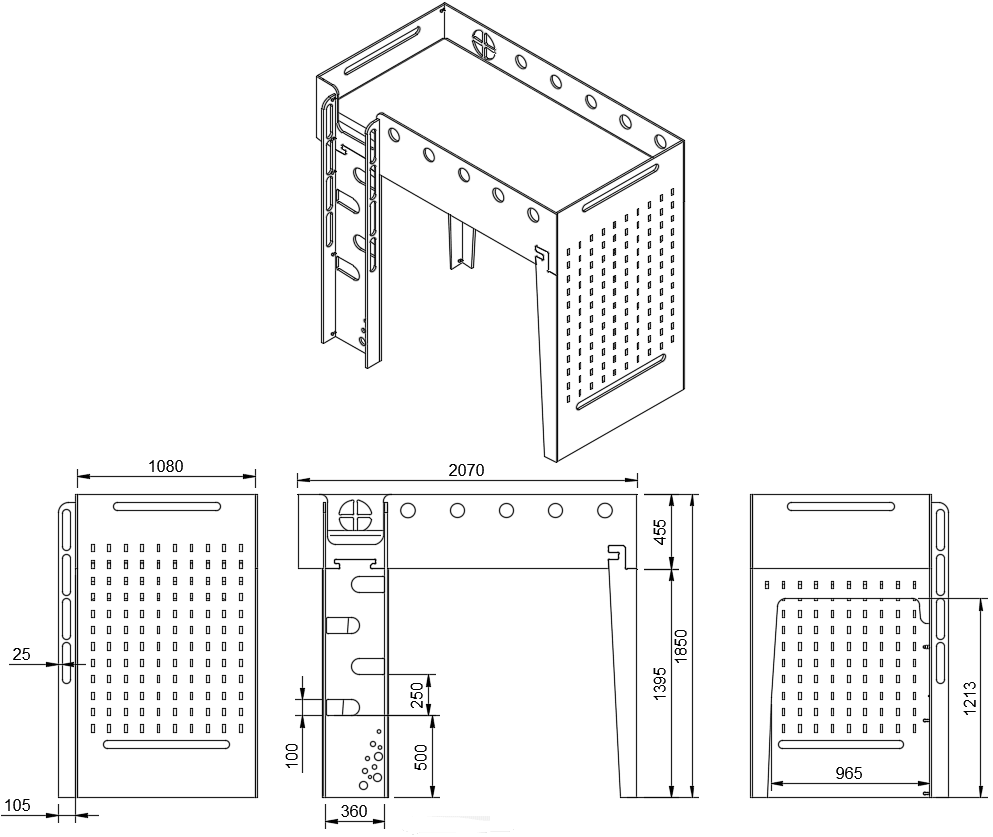 Loft bed "Coral" with pegboard - KitSmart Furniture