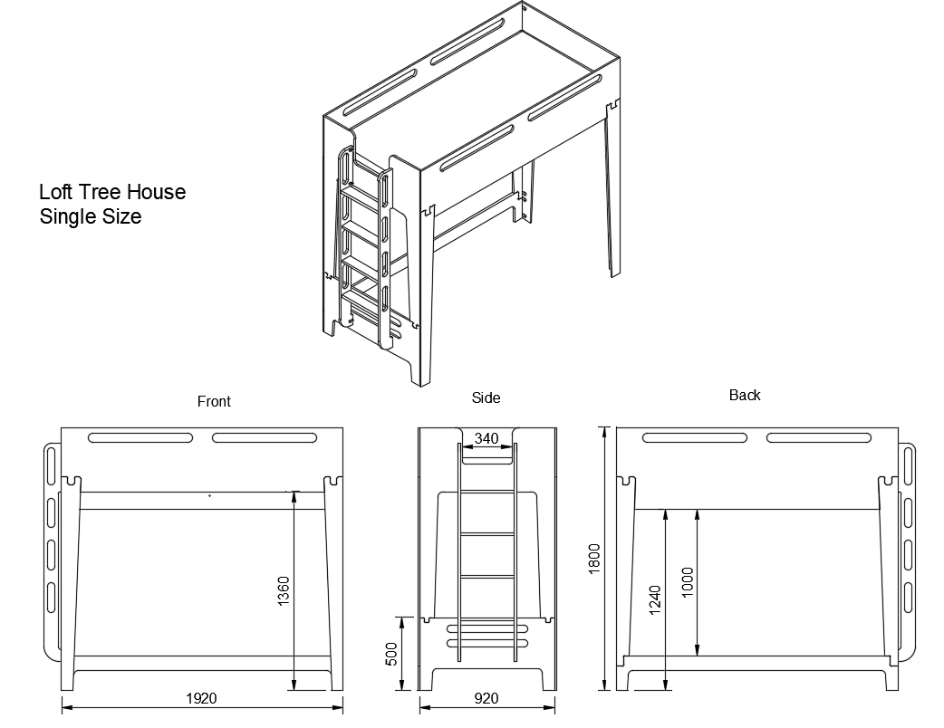 Reimagine your child's bedroom with our modern plywood loft bed. Combining style, fun, and rest.
