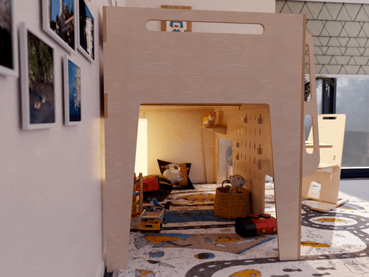 Inspire learning with our children's plywood low loft bed and study table