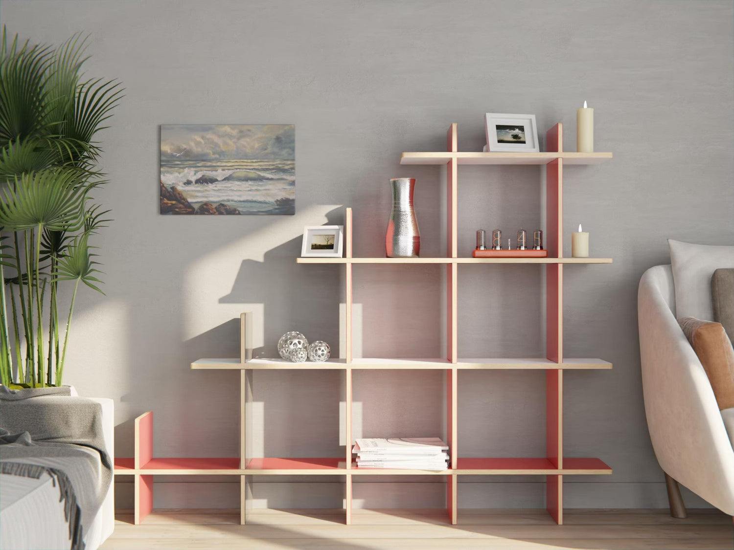 Customisable modular shelves for kids’ rooms — simple and sturdy, sized for books, toys, tools and anything that needs a home