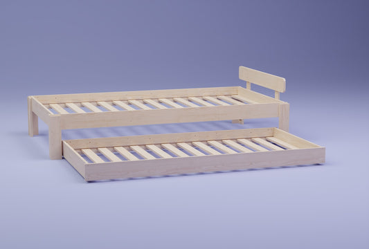 Enhance your home with our stylish and functional bed frame with trundle. Crafted from solid NZ Pine. Perfect for kids