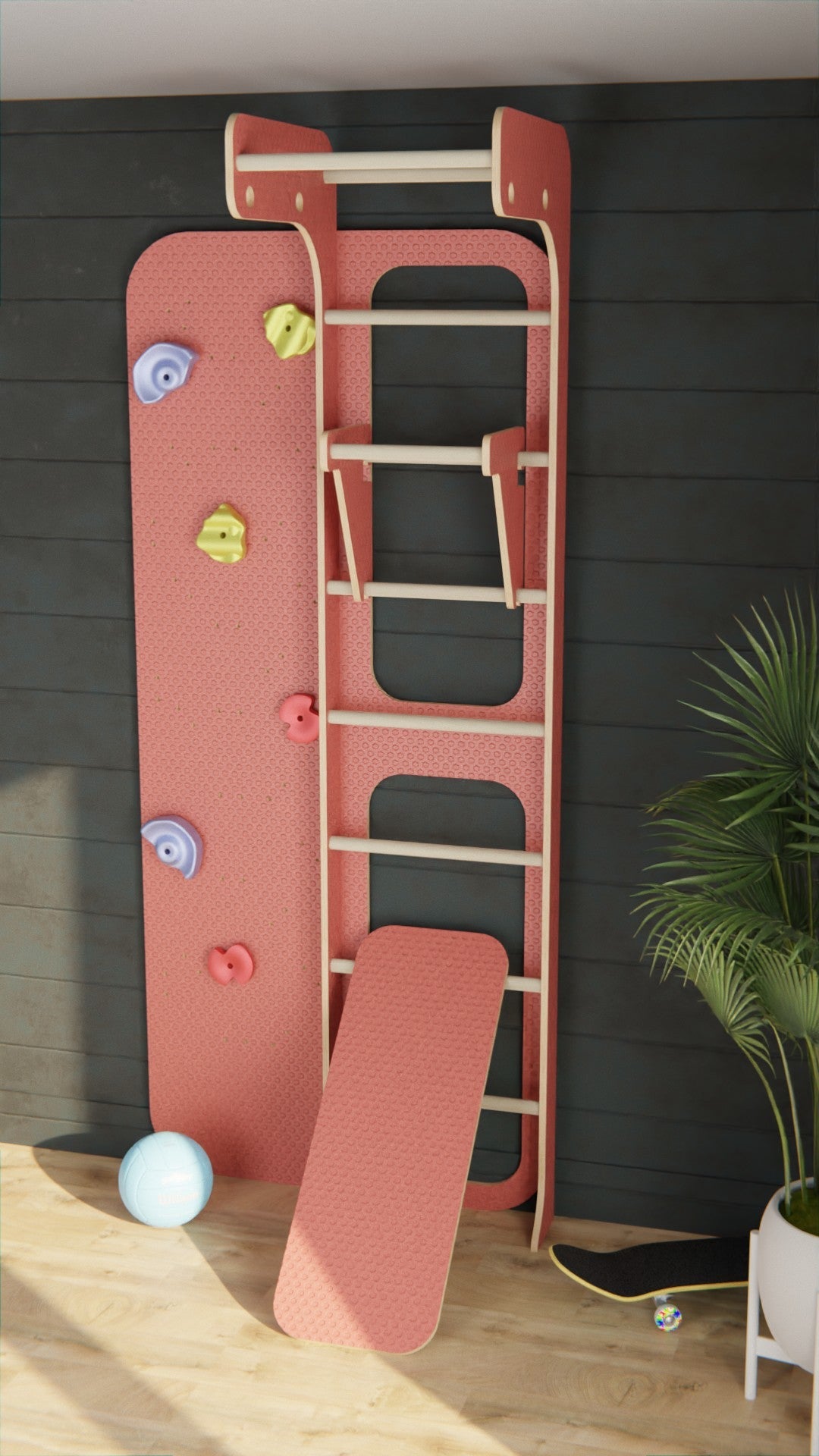 Climbing walls, learning towers and pegboards that grow with your family — fun, flexible and made for every space