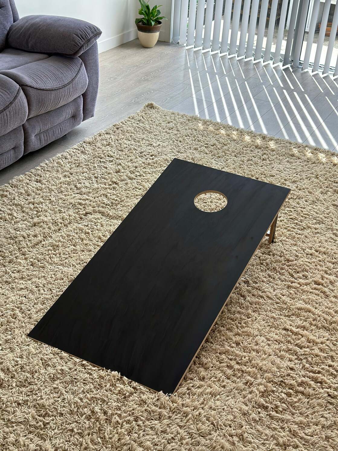 Bring home the popular Cornhole game with our plywood set. Perfect for family gatherings, indoors or out.