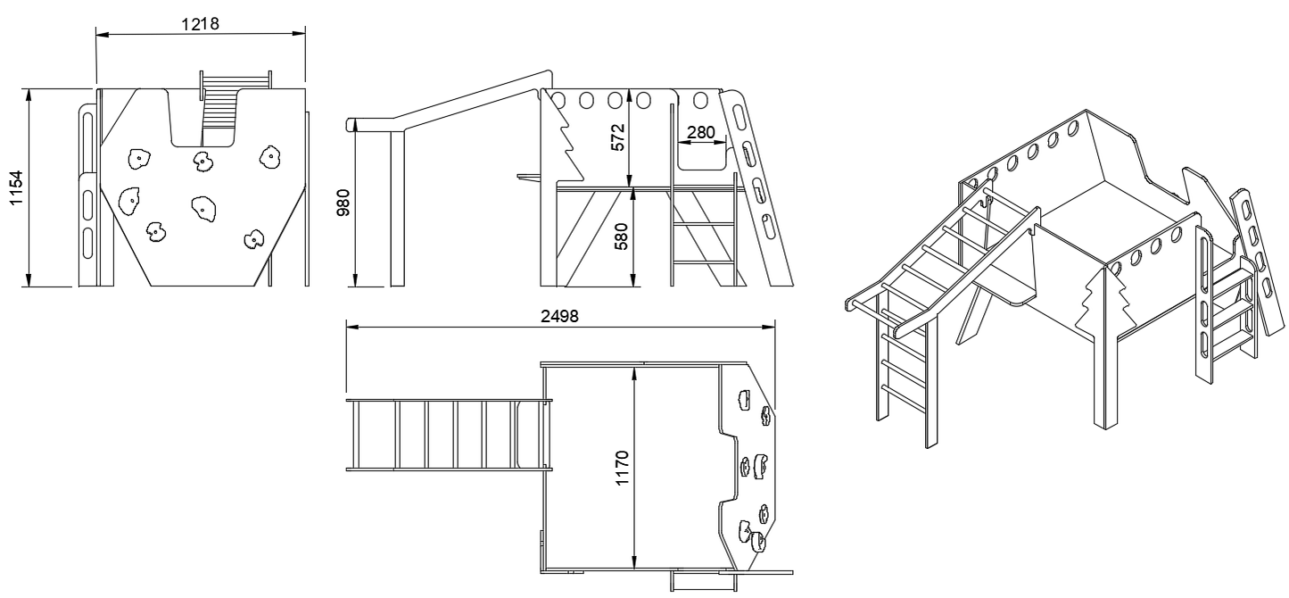 Large playroom set with Slide, Rolling drum, Climbing Wall anf