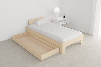 Elevate your kids' space with our flippable Montessori bed frame. Start low, flip for teens and adults. Premium plywood, optional spacious drawer