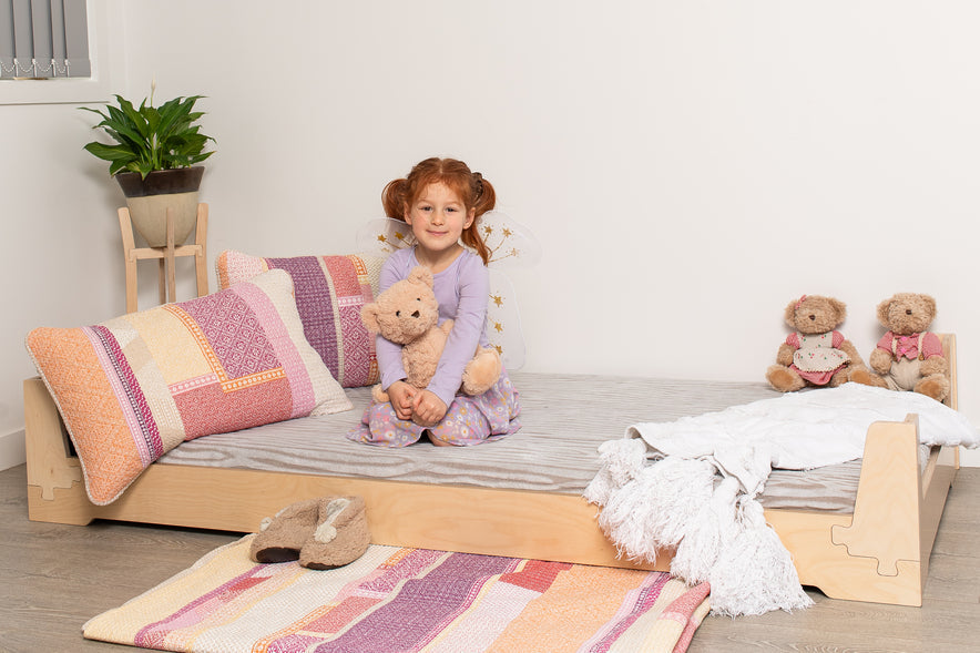Discover a bed frame that evolves with your child! Our flippable, high-quality plywood design ensures longevity and adaptability