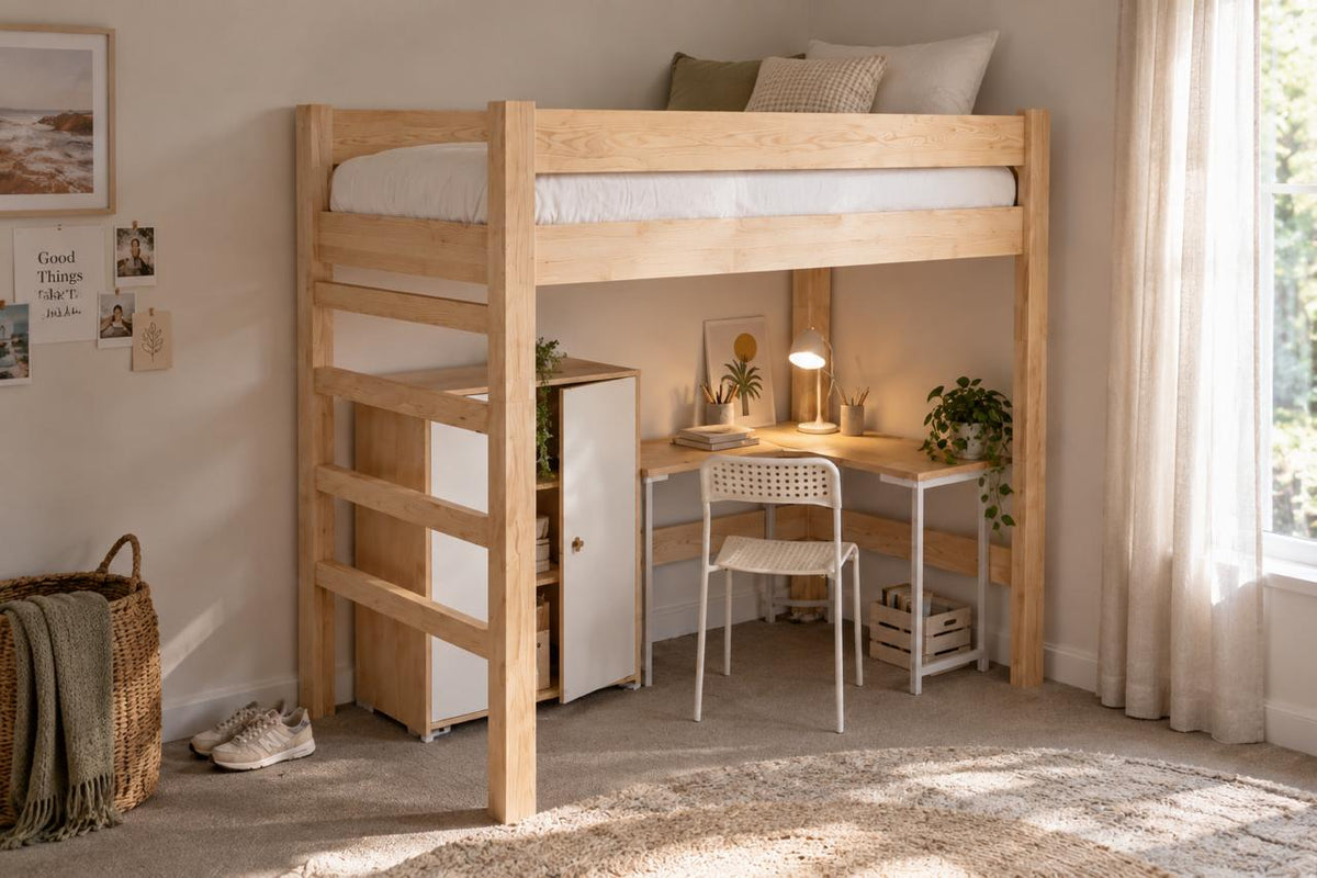 NZ Pine Solid Wood High Loft Bed