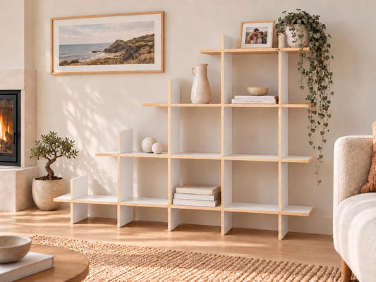 Birch Ply Modular Diagonal Open Shelf System