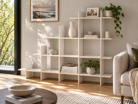 Birch Ply Modular Diagonal Open Shelf System