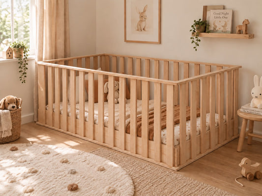 Montessori Toddler Floor Bed with Removable Rails