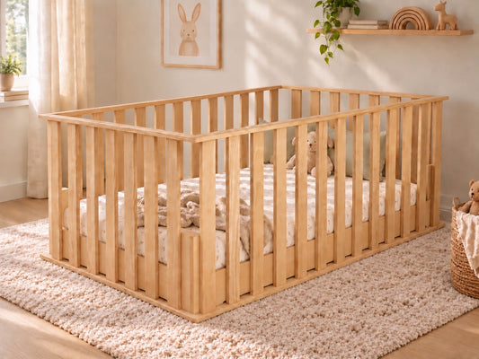 Montessori Toddler Floor Bed with Removable Rails