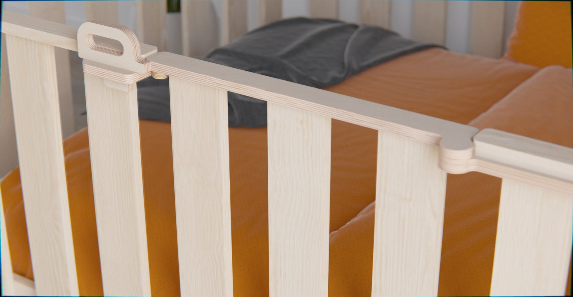 Versatile Baby Playpen from NZ Pine. Transitions into a safe floor bed, perfect for your baby's comfort.