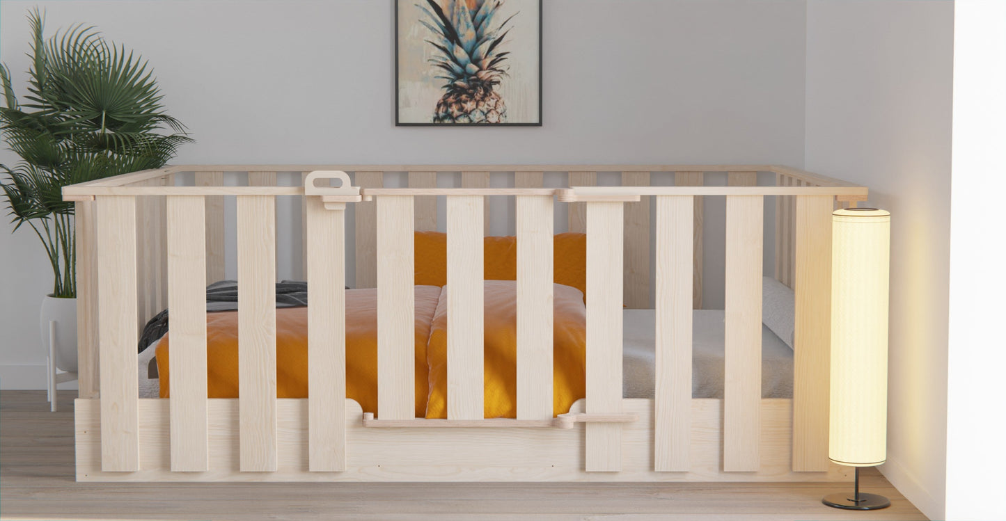 Baby Playpen & floor bed combo, crafted from NZ Pine. Safety and versatility in one. Explore today!