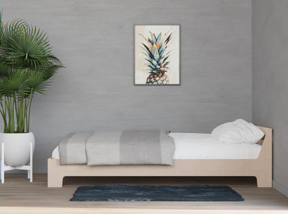 Simple floor bed frame with headboard