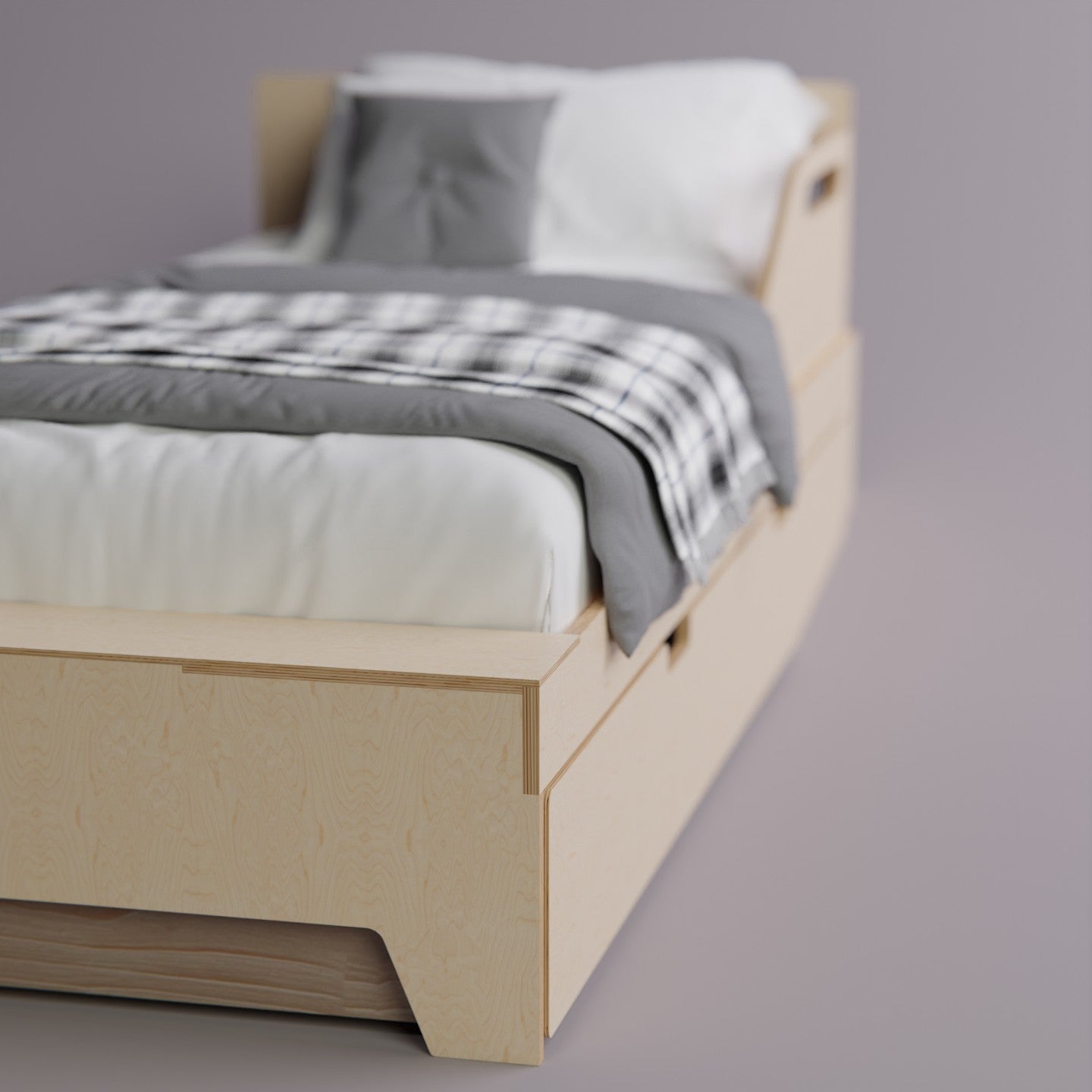 Simple and high-quality storage bed frame with a smooth-rolling under-bed drawer for extra space