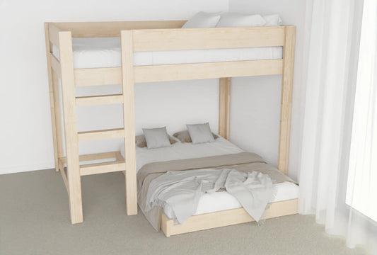 Discover the perfect space-saving solution with our wooden L-shaped bunk beds