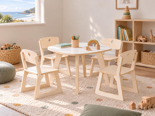 Birch Ply Kids Activity Table & Chairs Set