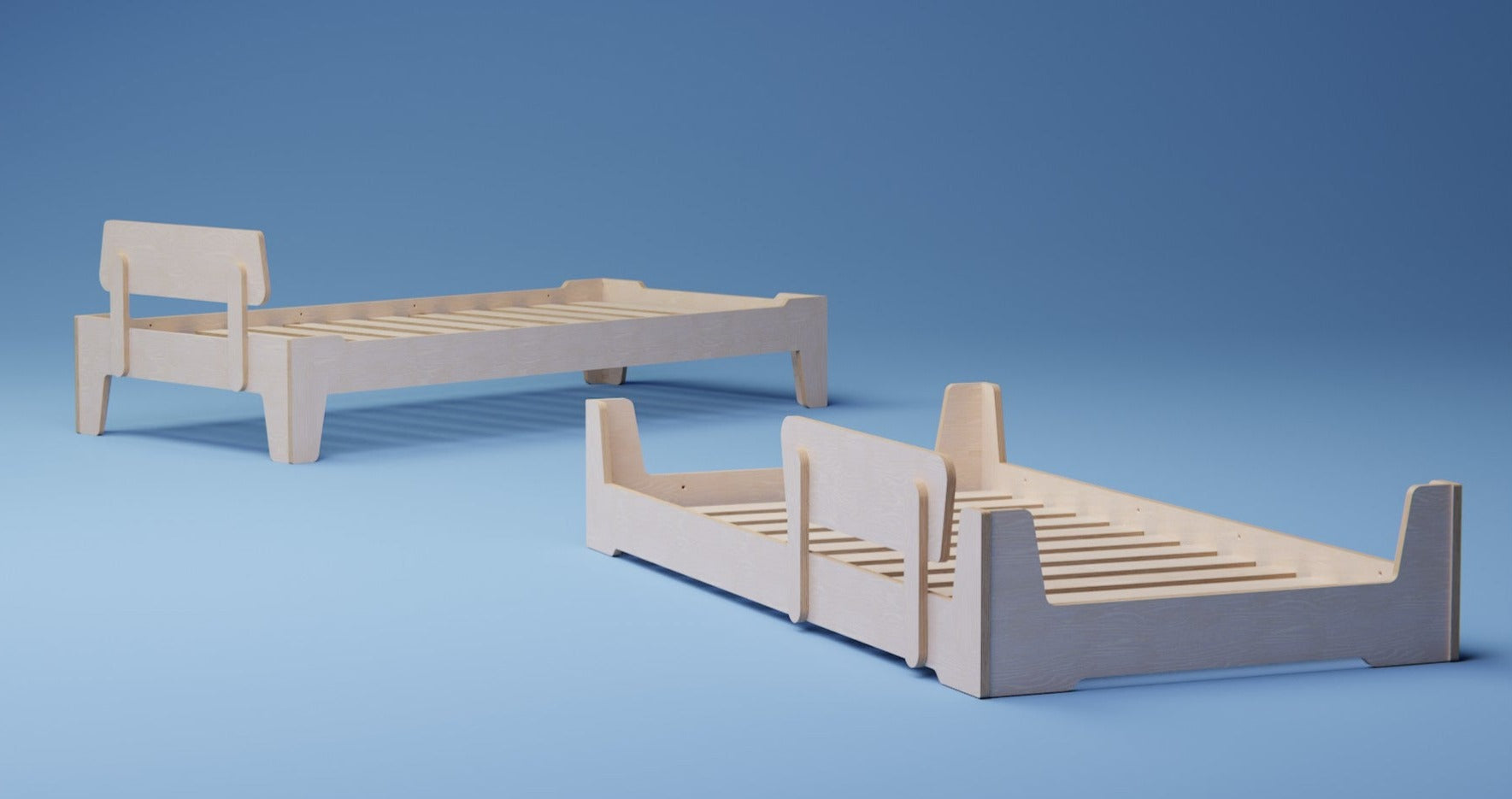 Experience the versatility of our flippable kids bed frame, inspired by the Montessori philosophy.