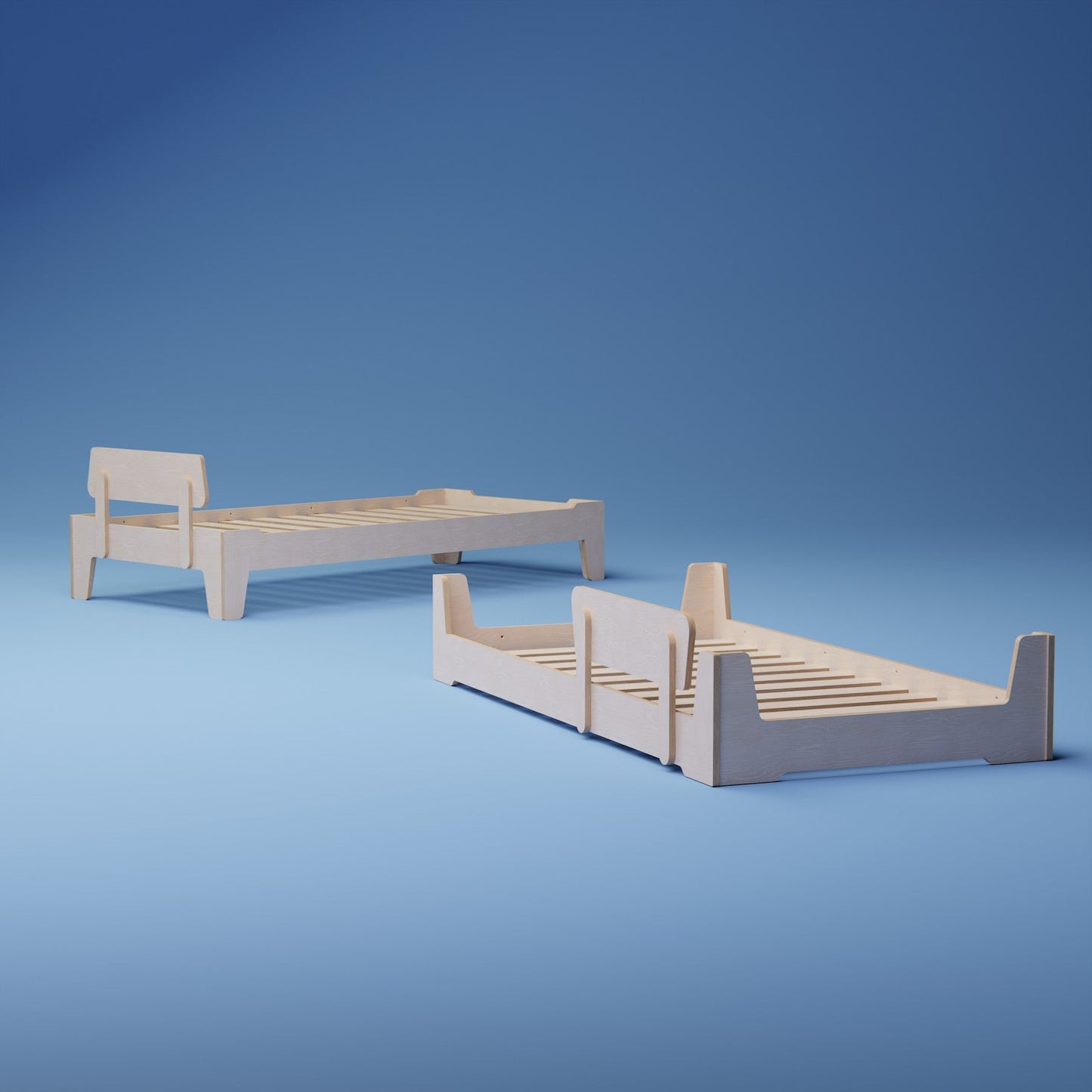 Experience the versatility of our flippable kids bed frame, inspired by the Montessori philosophy.