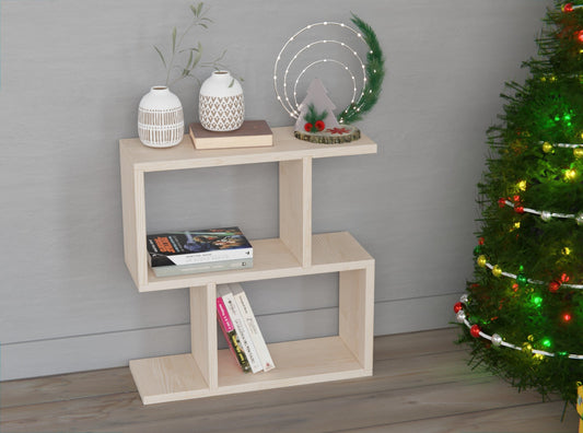 Elevate your child's room with our wooden flippable bookshelf that doubles as a bedside table.