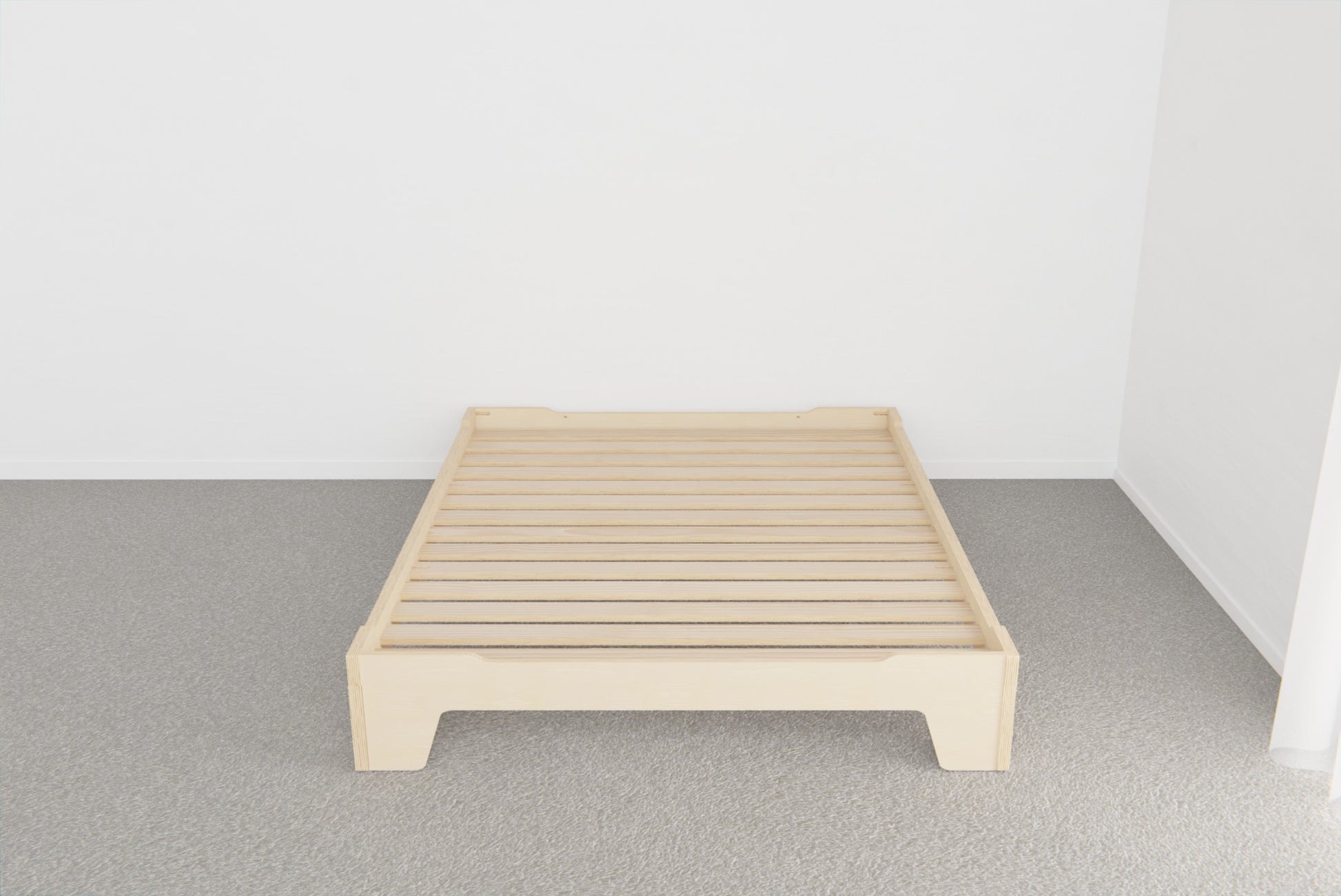 Minimalist King bed in premium birch plywood, optional high headboard