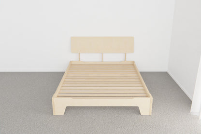 Birch ply bed detail showing smooth edges and solid joinery