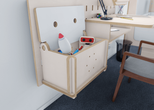 Our plywood storage box - a playful yet practical solution for your toy organising needs.