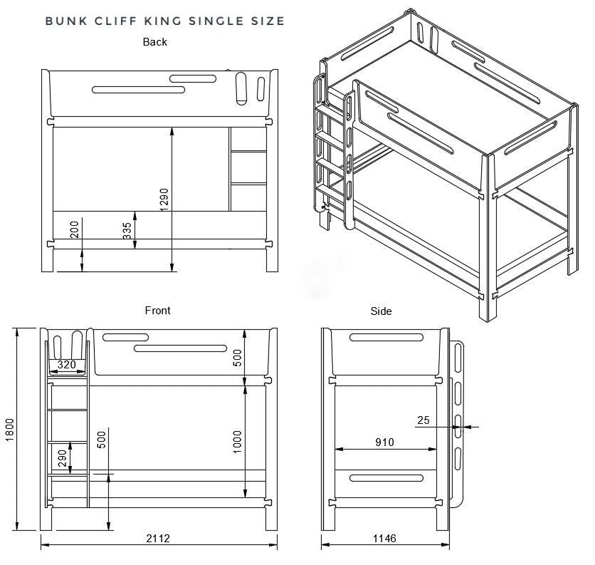 Bunk bed best sale size