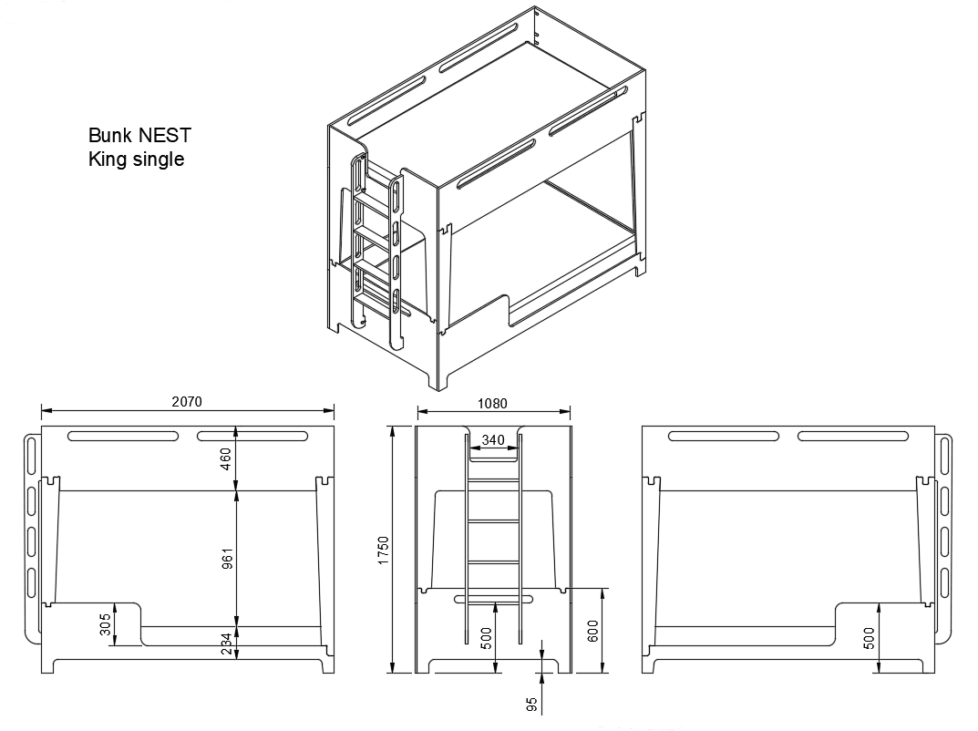 What is measurements of bunk bed for kids.