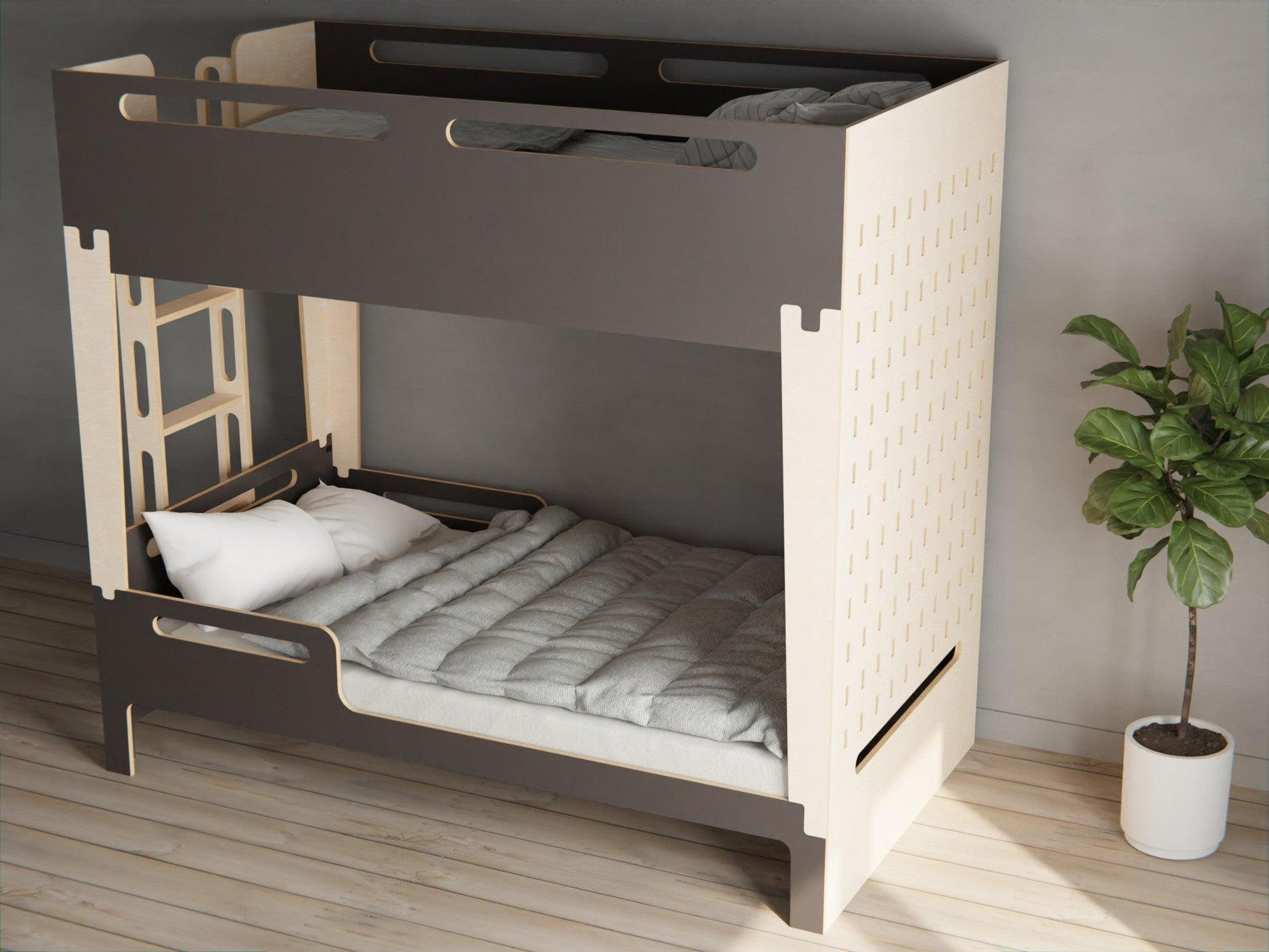 Discover the elegance of our Scandinavian-style plywood bunk beds. Available in three classic colours.