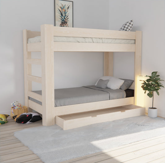 Looking for a sustainable bunk bed? Our budget-friendly bed is made from 100% NZ Pine and features an optional drawer for extra storage.