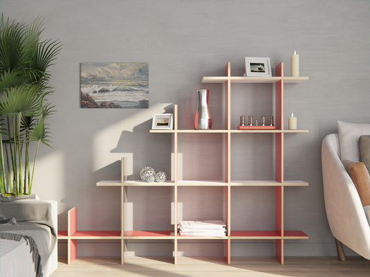 Transform your livingroom with our modular bookcase. A stylish component of our versatile Modular Shelf Storage System.