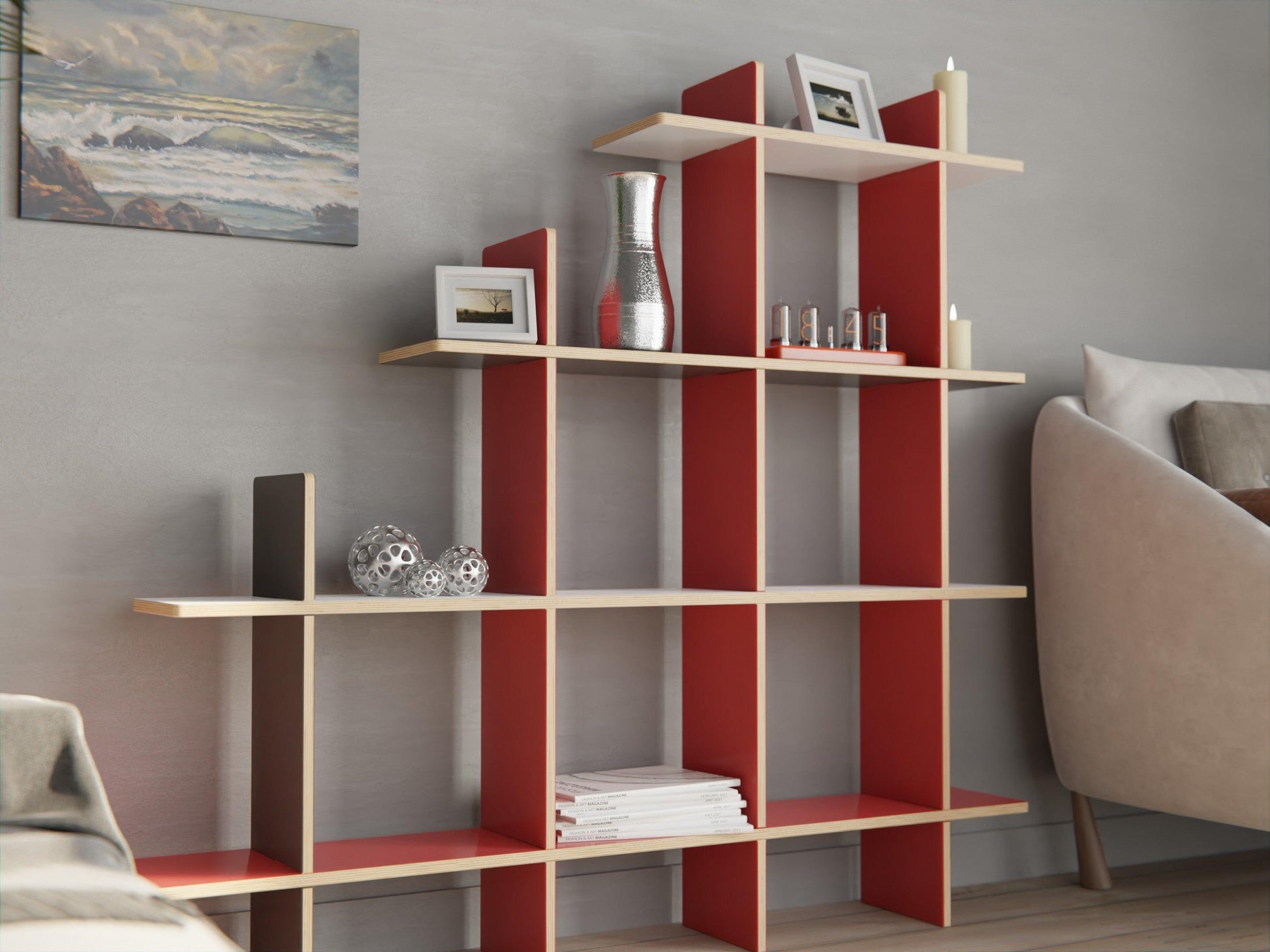 Sleek, versatile storage solutions with our plywood modular bookshelf. Part of the adaptable Modern Modular Shelf Storage System.