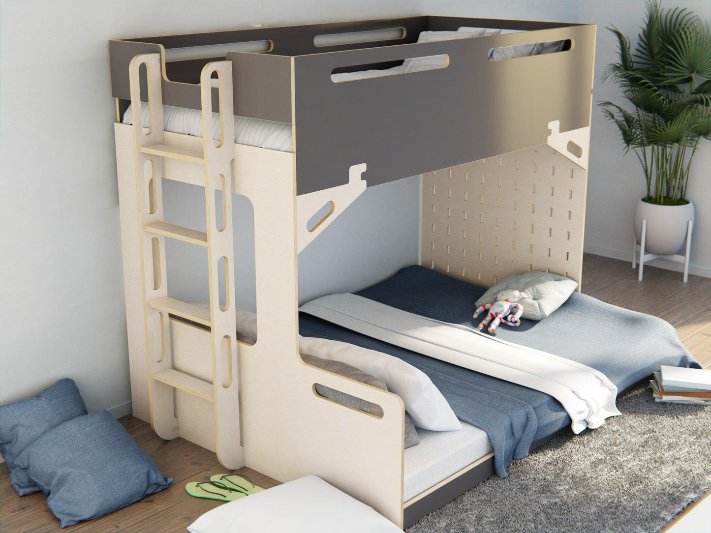 Enjoy our versatile plywood family bunk beds in black.