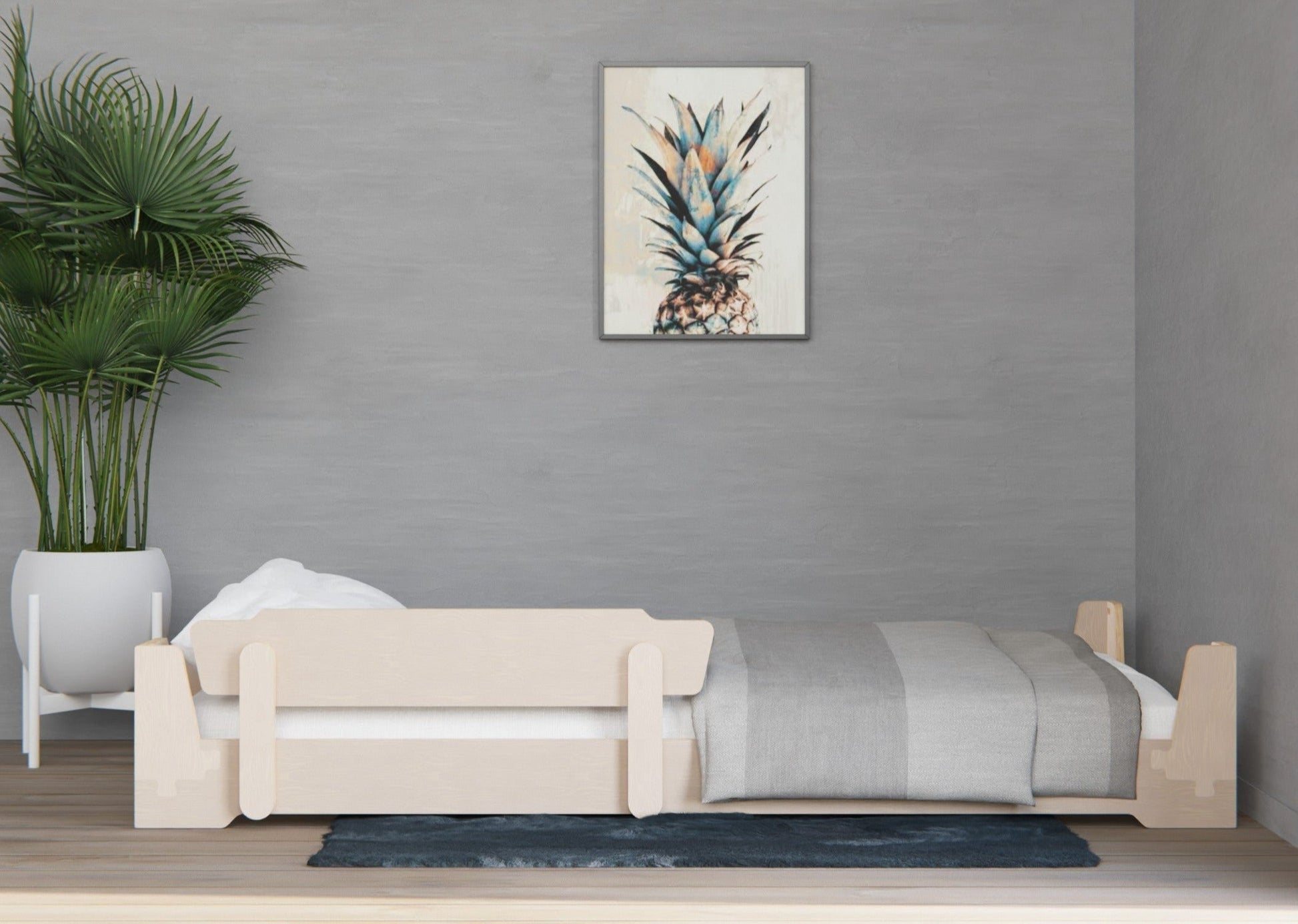 Introducing our flippable kids bed frame with guardrail, inspired by the Montessori philosophy