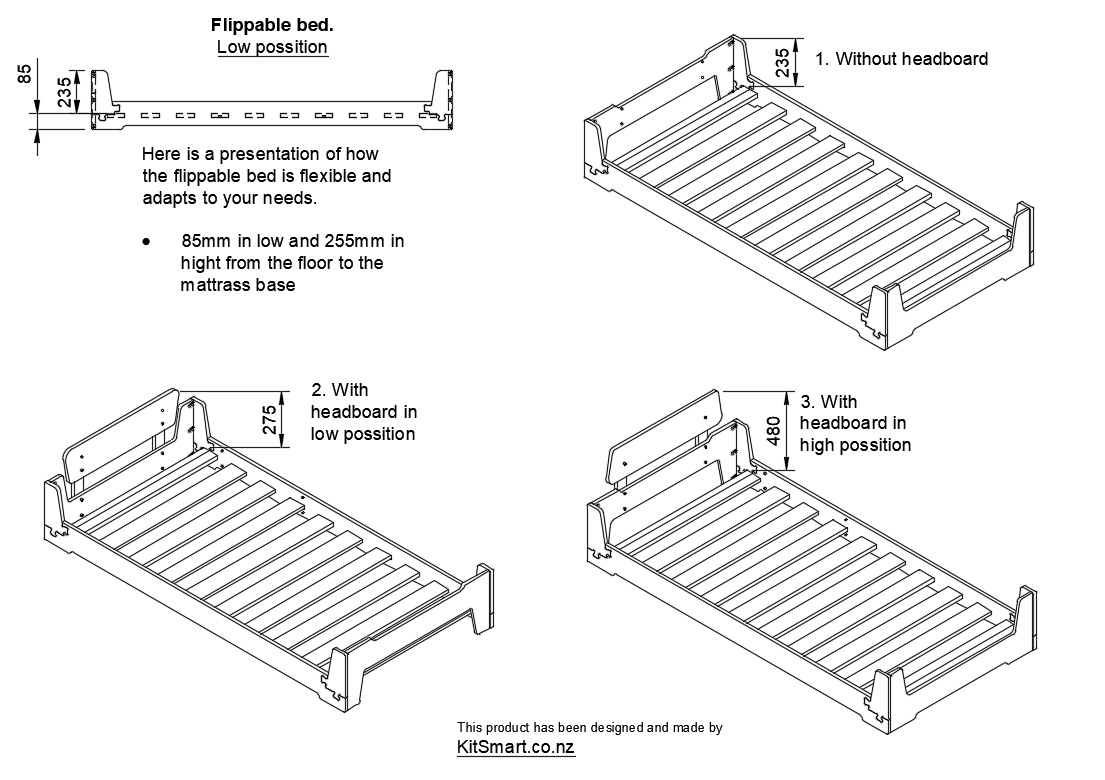 Introducing our Montessori-inspired kids bed frame, flippable for teens and adults. Premium plywood, optional spacious drawer. Ideal for toddlers. 