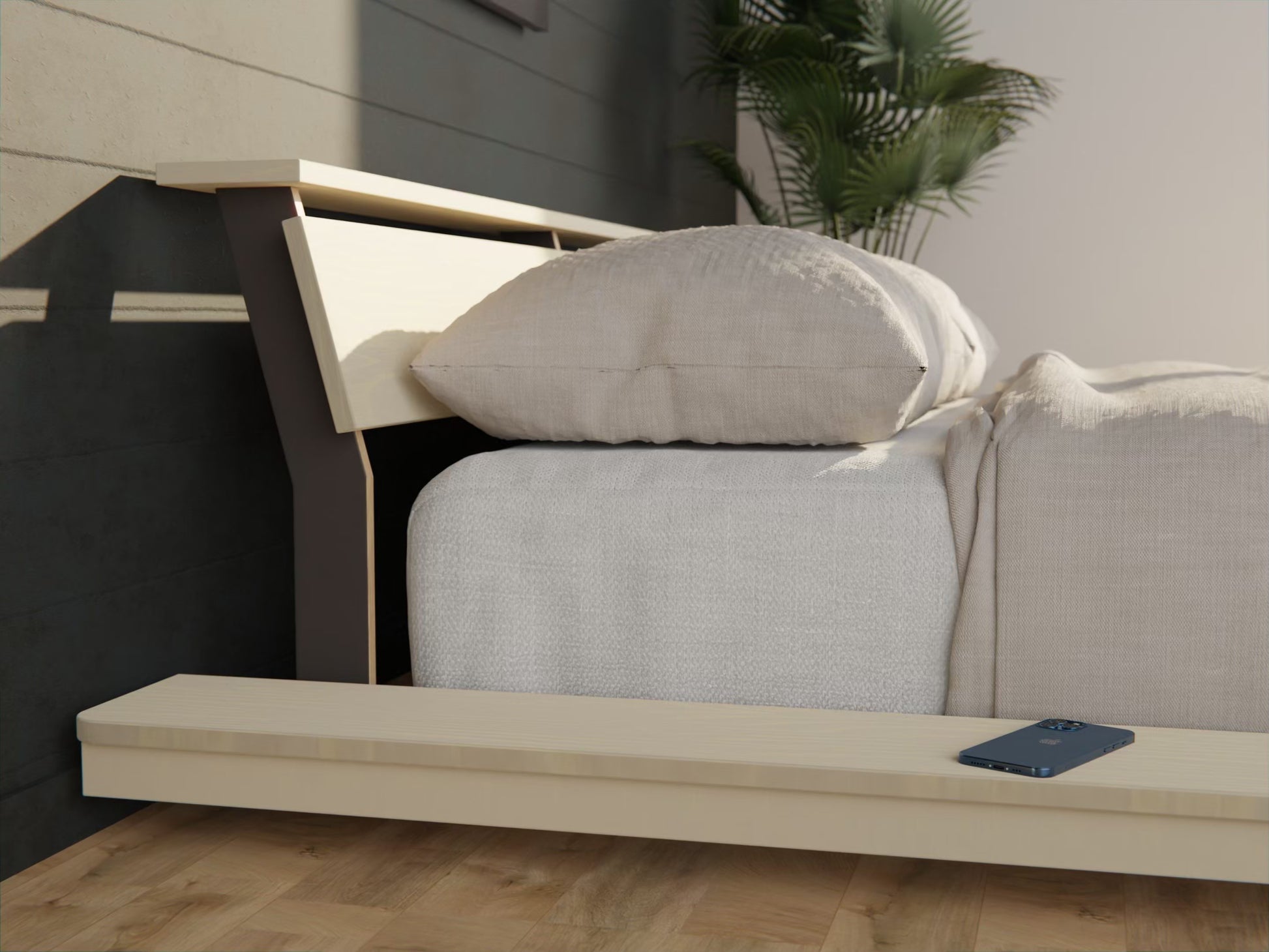 Solid wood low platform bed frames with a floating look—style and comfort in any size