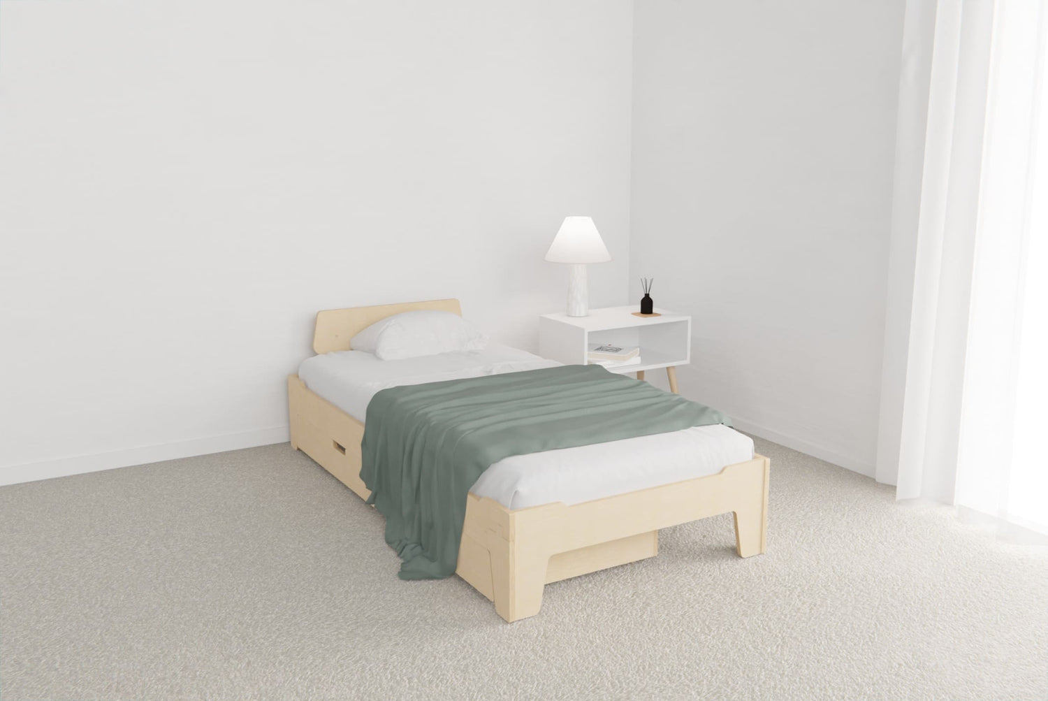 Flippable floor bed that grows from toddler to teen — low, safe and sturdy for independent sleep and long-term use