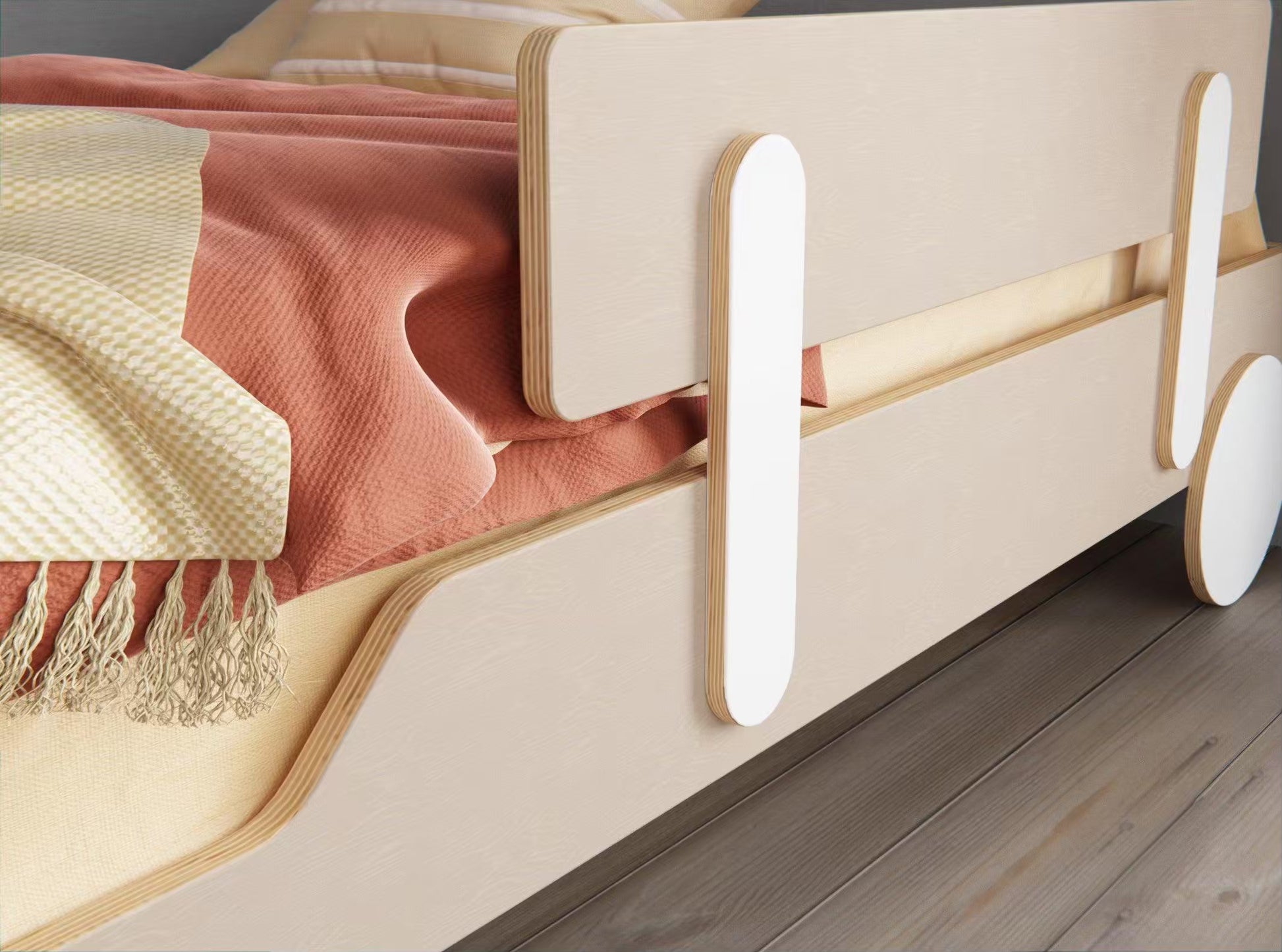 Safeguard your toddler's bed with our protective guardrails and stylish headboards