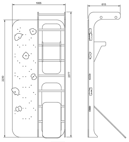 Featuring an eye-catching design, our indoor gym and rock climbing wall ensures your kids stay entertained, whatever the weather