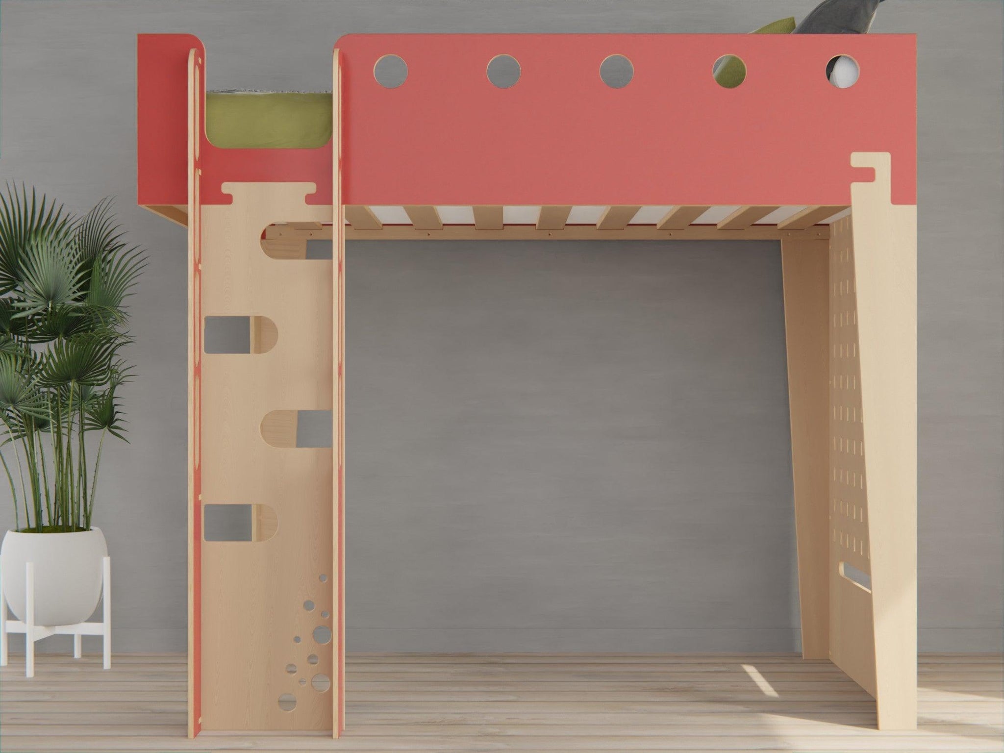 Loft Bed "Coral" With Pegboard KitSmart Furniture