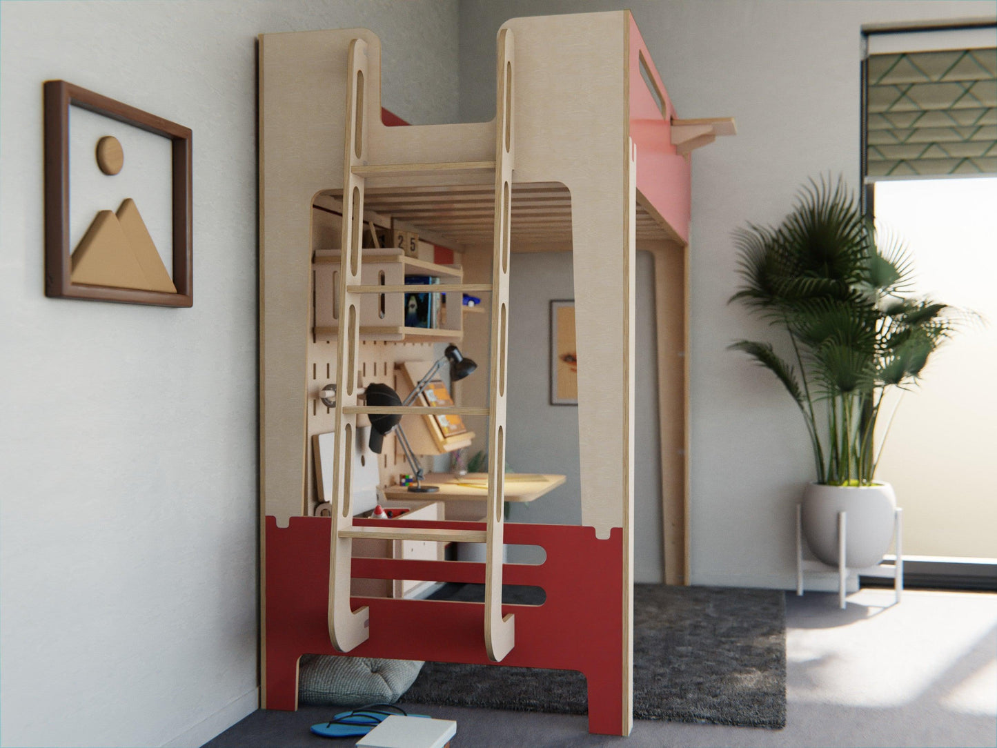 A blend of modern design and comfort: Discover our modern ply loft bed designed for kids.