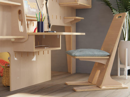 Boost your child's productivity with our plywood low loft bed and study desk